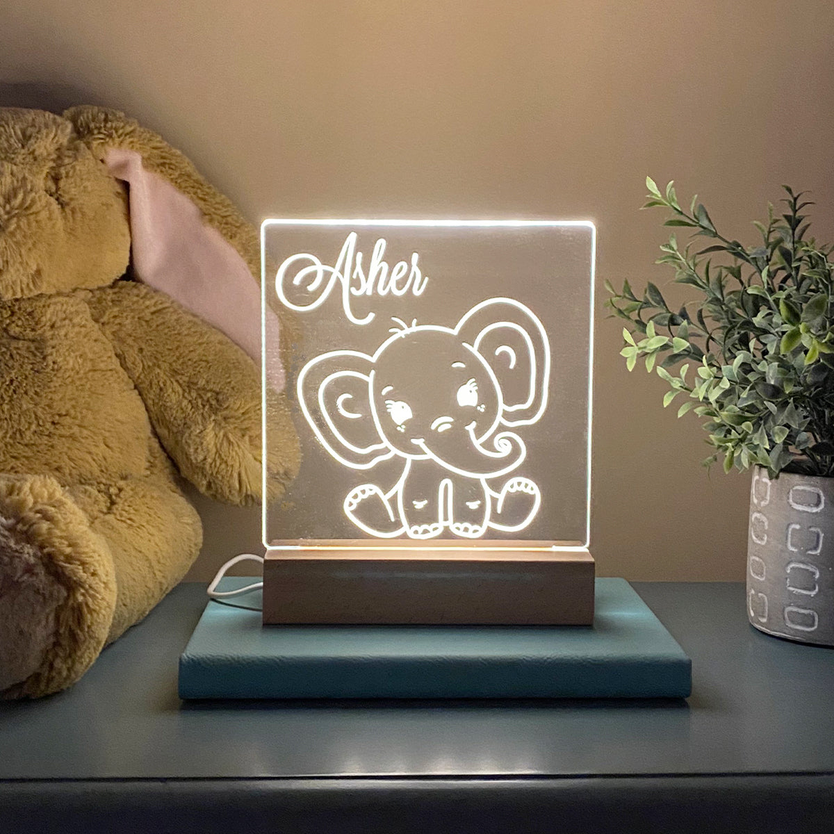 Elephant Personalized Night Light Kids Room - Stamp Nouveau