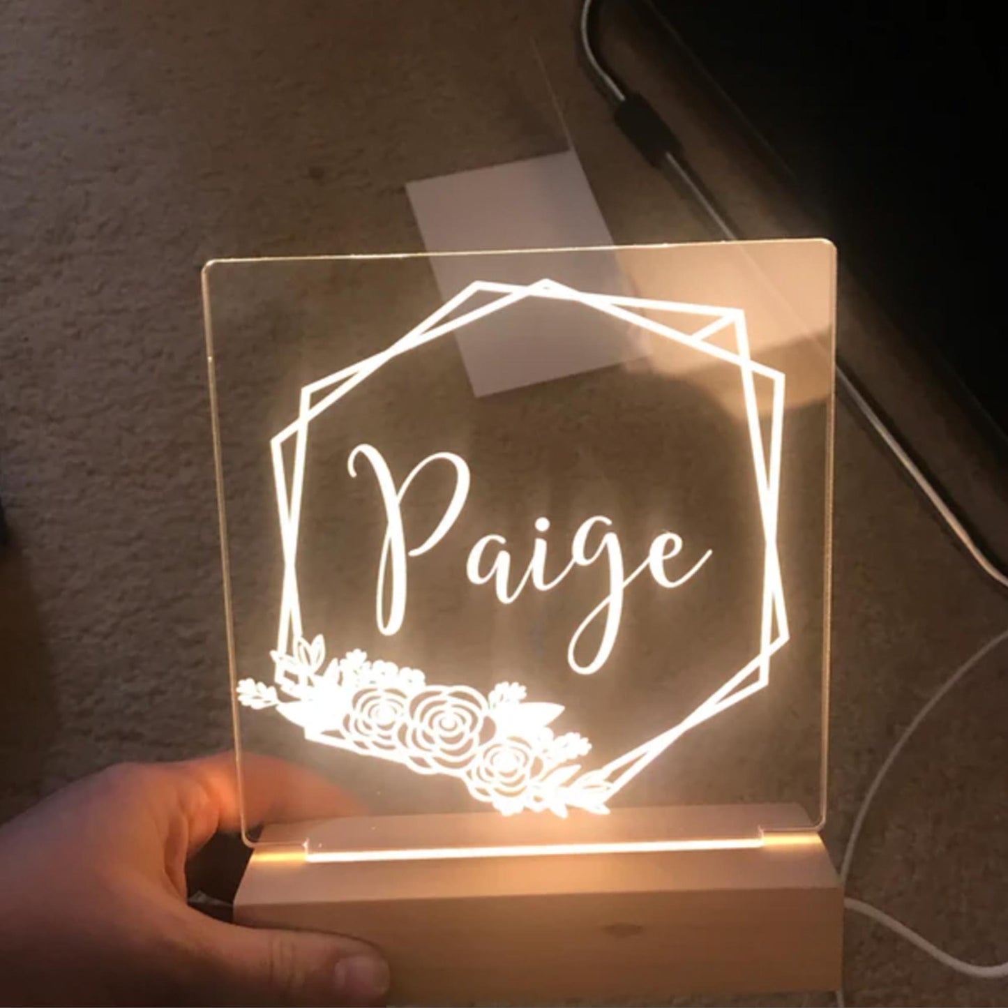 Geo Metric Personalized Night Light - K&J Keepsakes