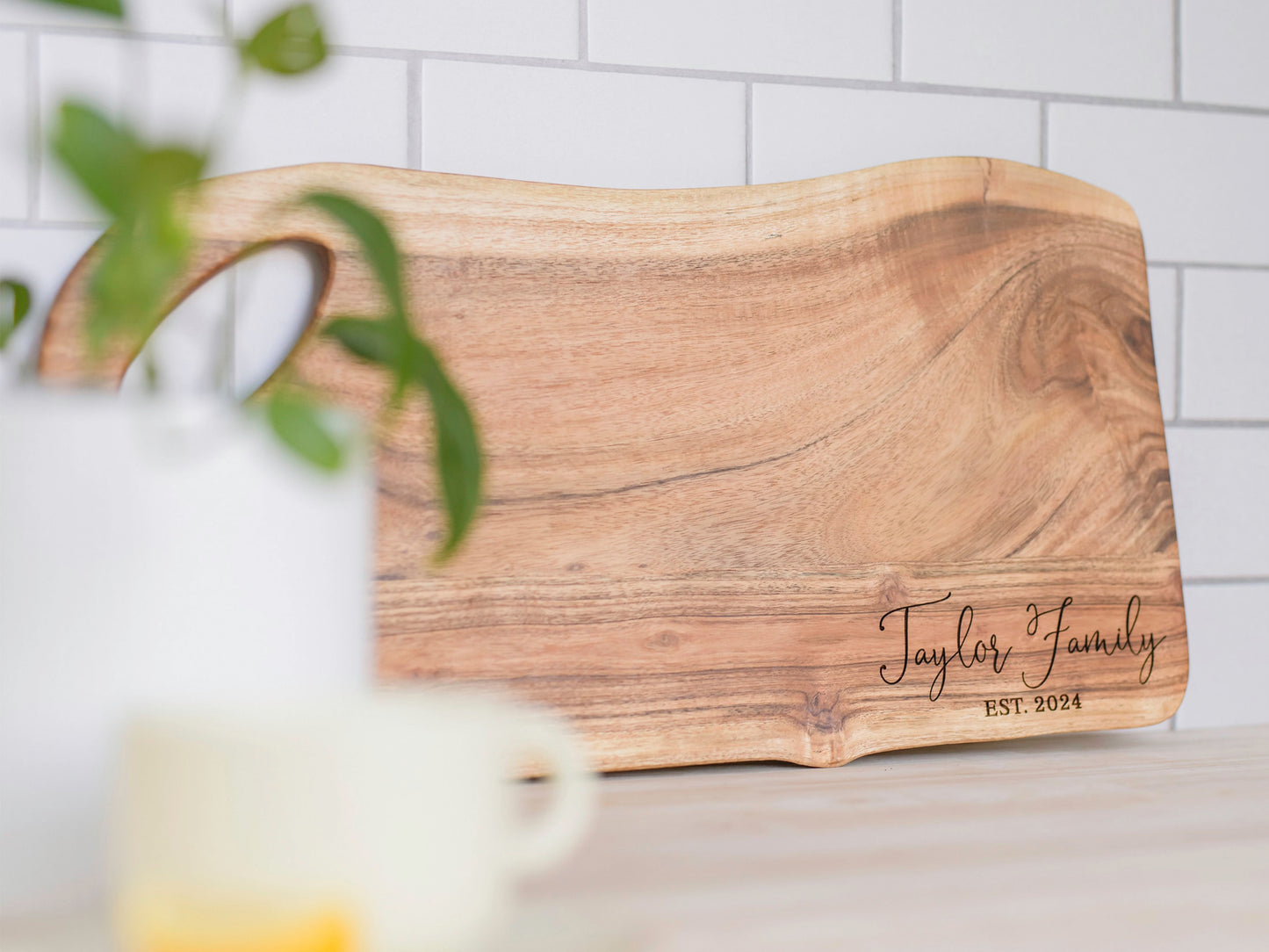 Personalized Extra Large Live Edge Cutting Board