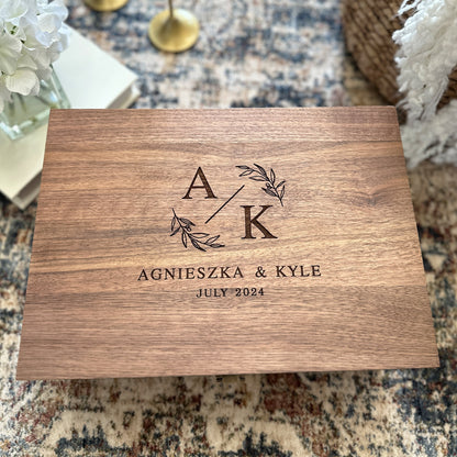 Monogram Wreath Wedding Keepsake Box