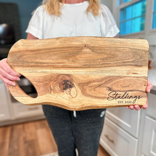 Personalized Cutting Board, Custom Charcuterie Board, Bridal Shower Engagement Gift, Anniversary Gift, Wedding Gift For Couple, Gift For Mom