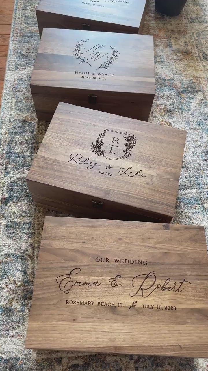 Personalized Walnut Keepsake Box, Wedding Memory Box, Wedding Keepsake Box, Anniversary Gift, Bridal Shower Gift, Gift For Couple