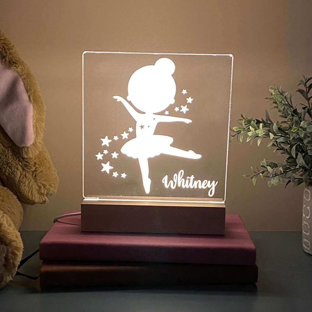 Personalized Ballerina Night Light For Kids Room - Stamp Nouveau