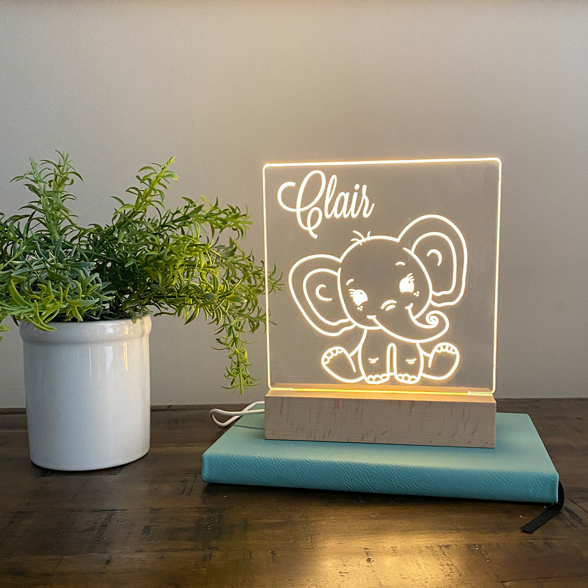 Elephant Personalized Night Light Kids Room - Stamp Nouveau