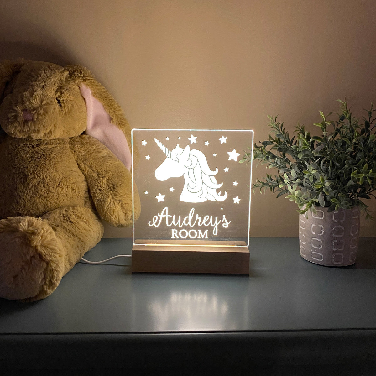 Unicorn Personalized Night Light For Kids Room - Stamp Nouveau