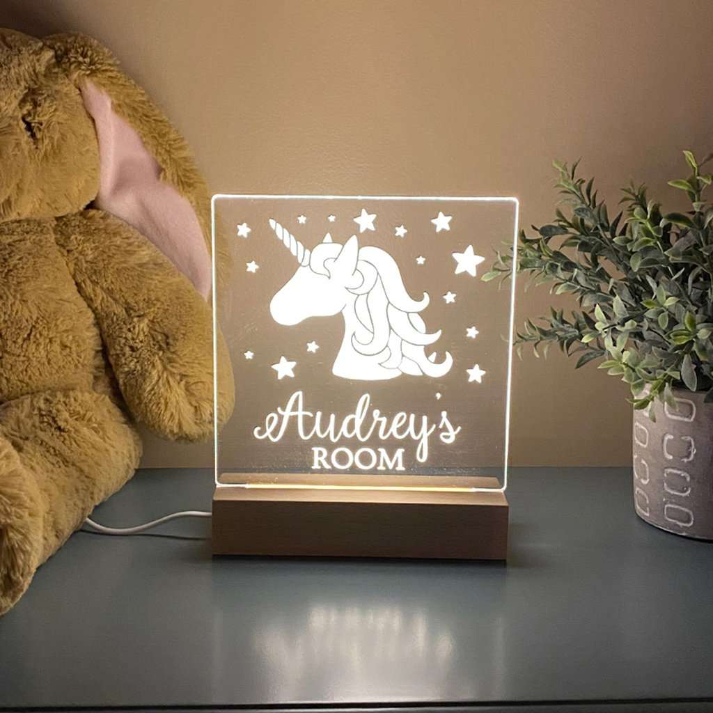 Unicorn Personalized Night Light For Kids Room - Stamp Nouveau