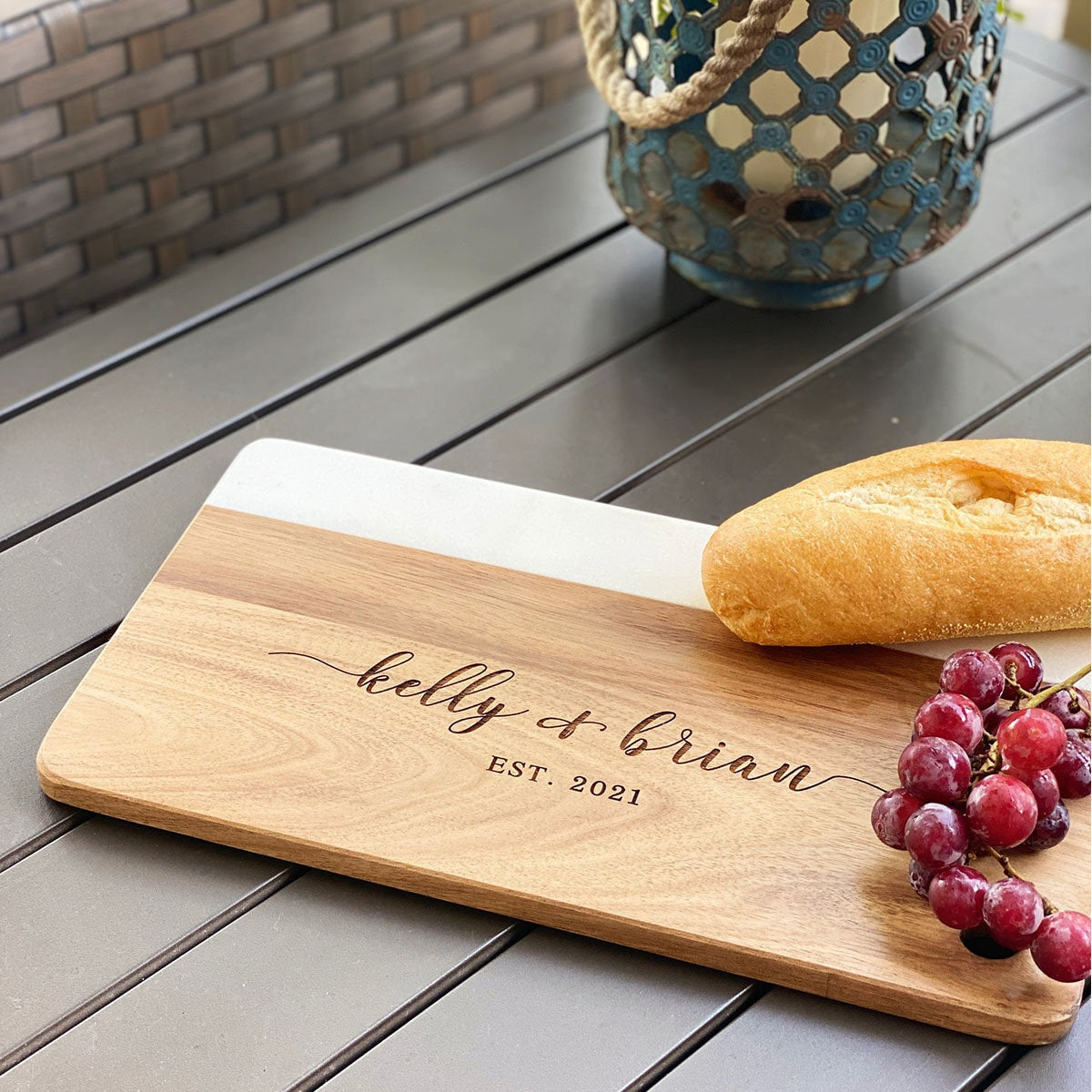 Personalized Marble Wood Cutting Board, Cheese Board, Charcuterie Board, Anniversary Gift, Wedding Gift, Housewarming Gift, Serving Board