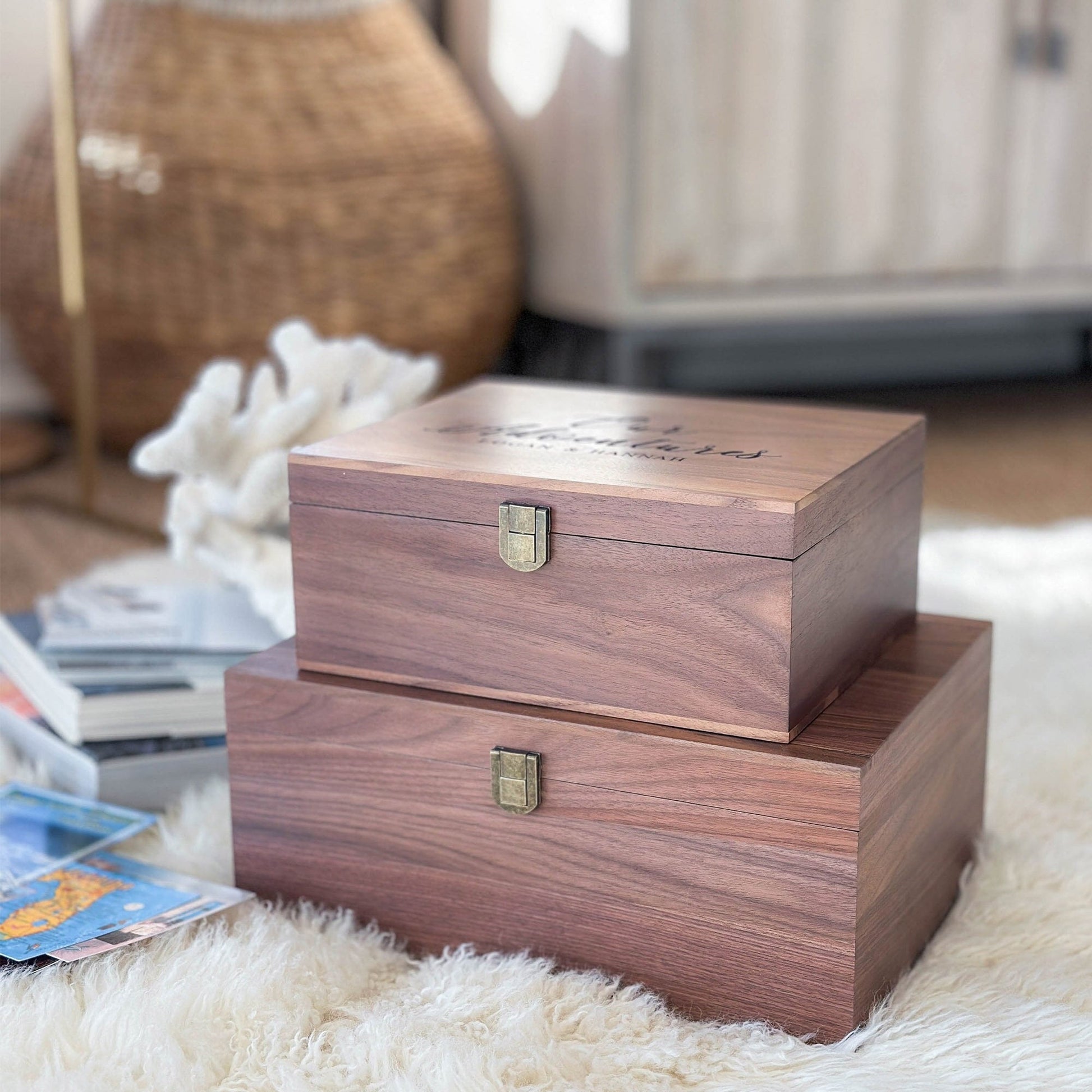 Personalized Walnut Keepsake Box, Wedding Memory Box, Wedding Keepsake Box, Anniversary Gifts, Bridal Shower Gift, Photo Memory Box
